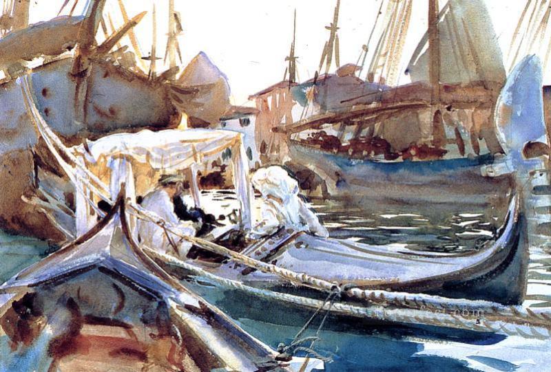 Dibujando en el barco Giudecca John Singer Sargent Pintura al óleo